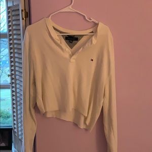 Cropped White Tommy Hilfiger Shirt Size XL